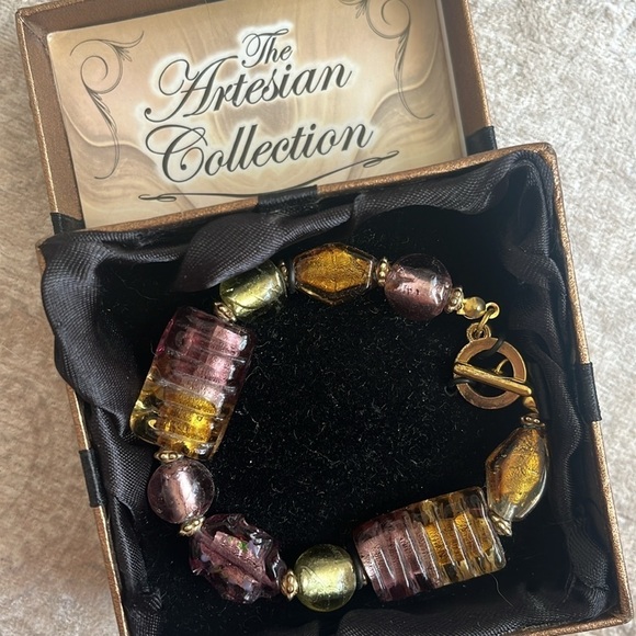 Brand New The Artesian Collection Handcrafted Art Glass Bracelet Beaded European - Picture 14 of 14